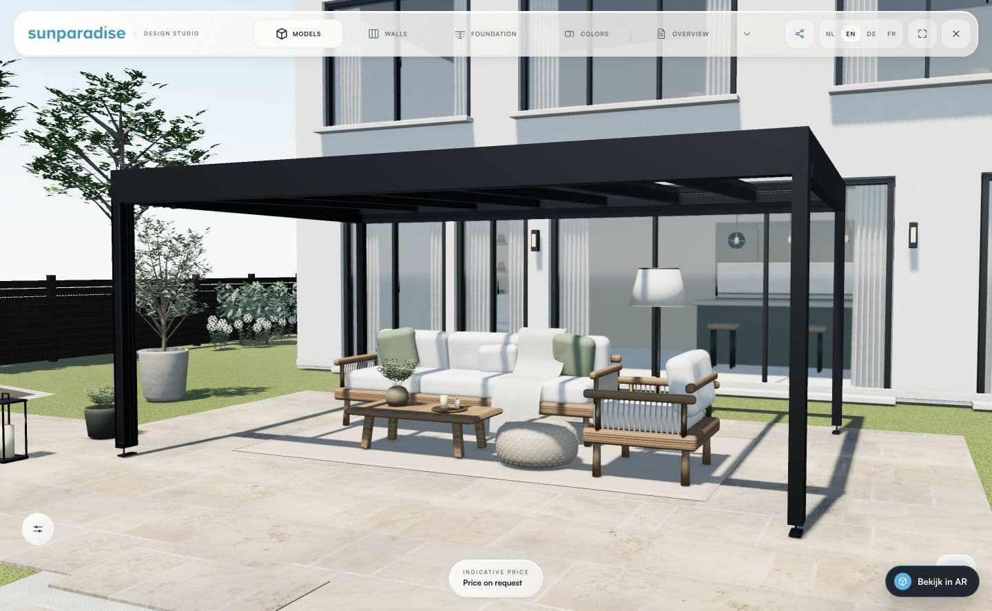 Sunparadise Design Studio showing a configurable glass roof against a furnished villa