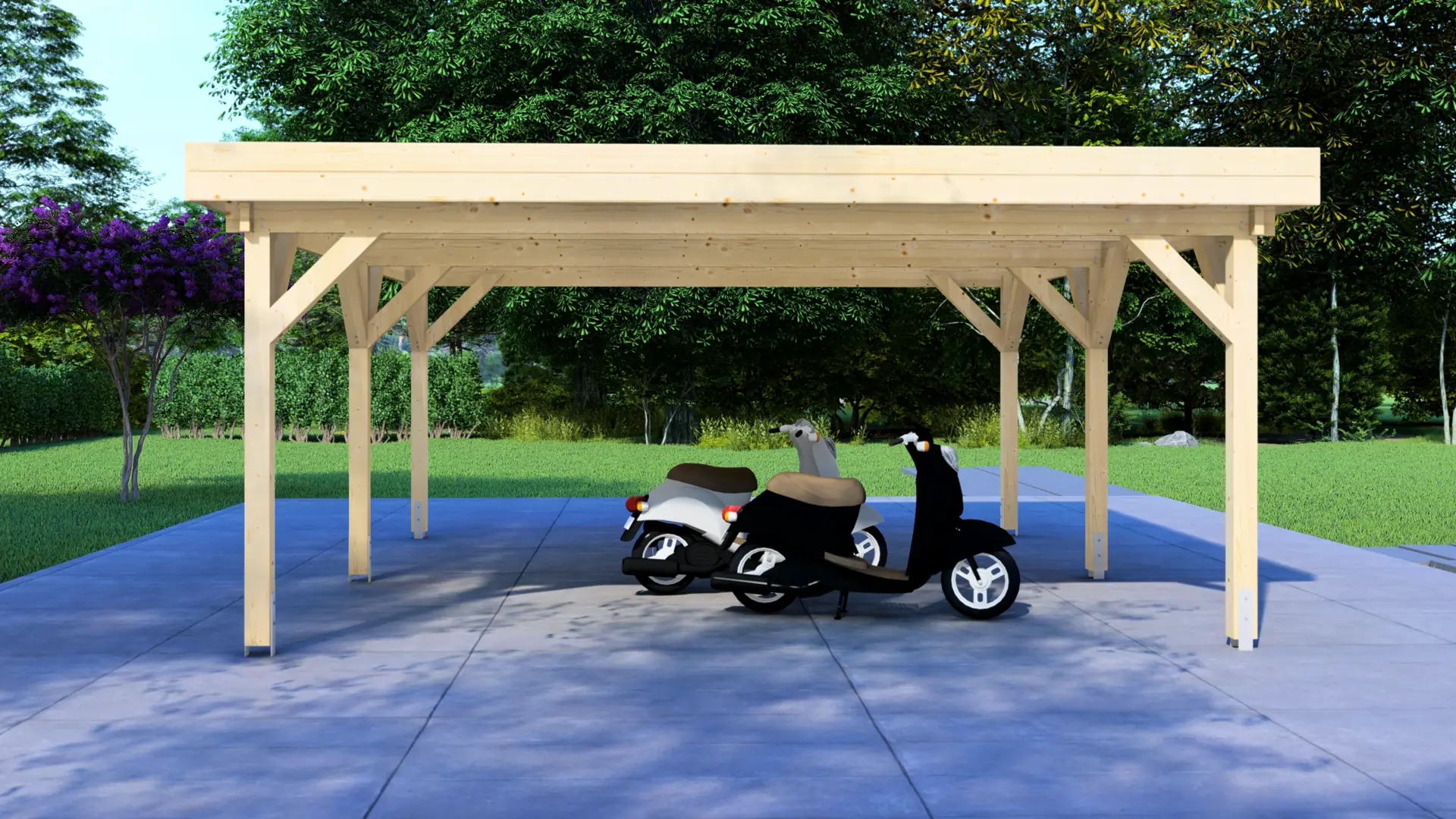 Timber carport from a modular building range