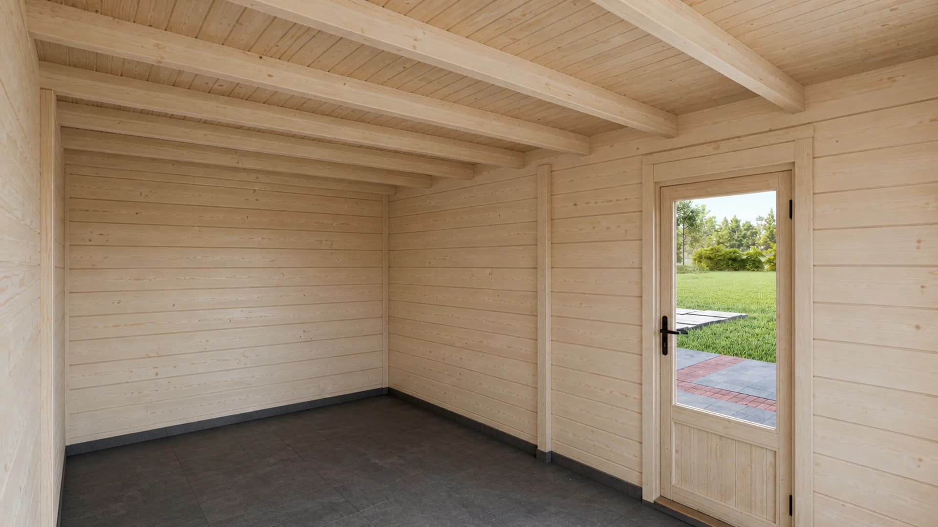 Interior construction of a modular timber cabin