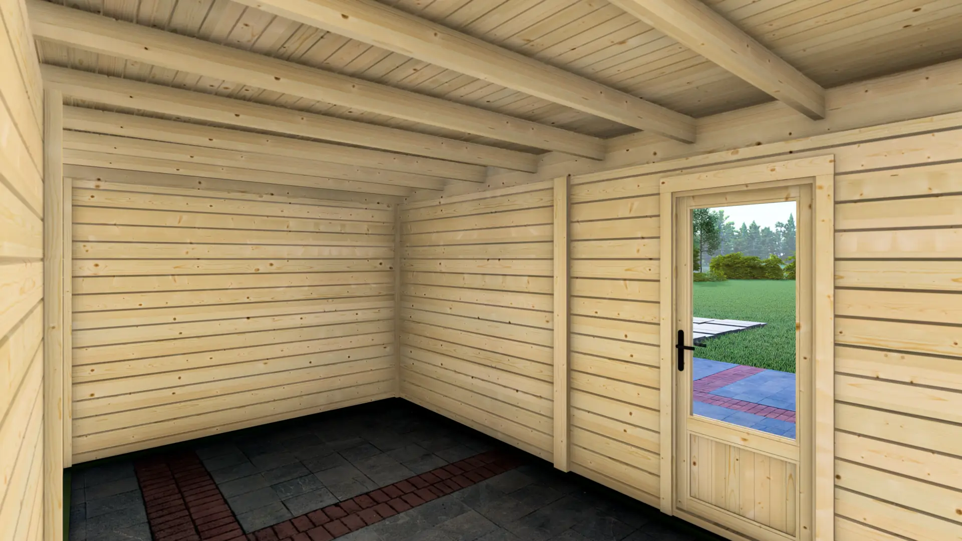 Interior construction of a modular timber cabin