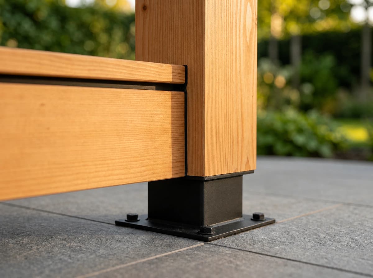 Vlakke hoekverbinding tussen twee houten kaderbalken